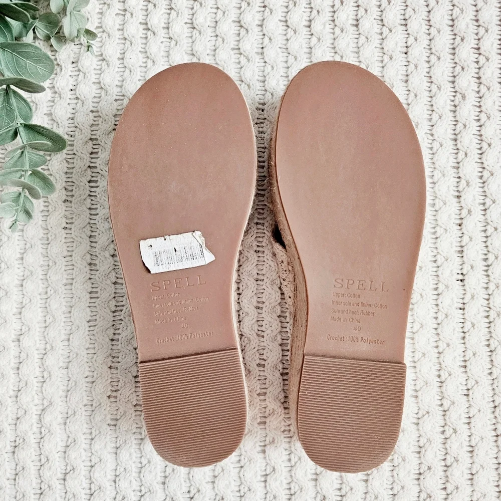 Spell Sun Chaser Crochet Espadrilles Platform Sandals Bisque 40 9 9.5 NEW RARE